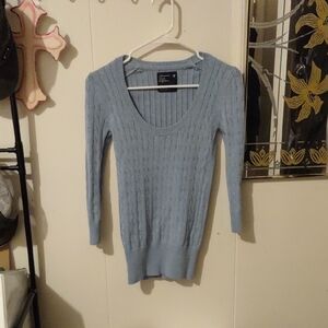 American Eagle Outfitters Light Blue Scoop Neck Sweater
